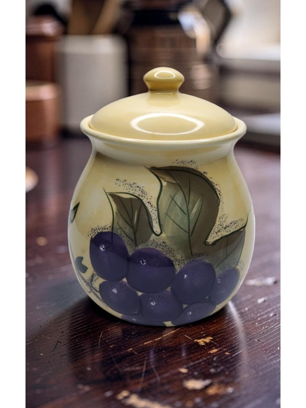 vintage hometrends "verdona" kitchen ceramic fruit theme cookie/storage containe